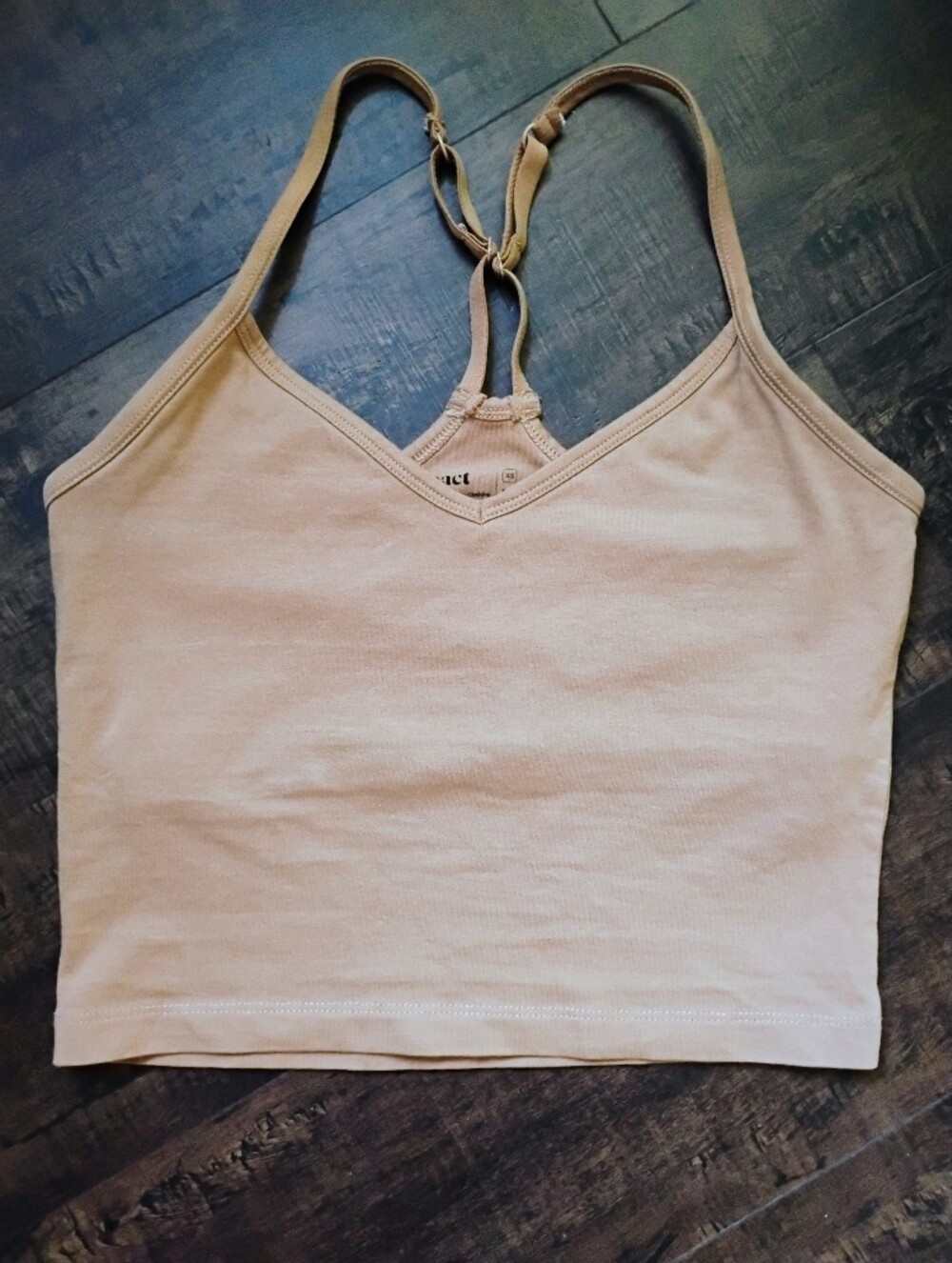 Pact Women's Beige Cropped V-Neck Camisole